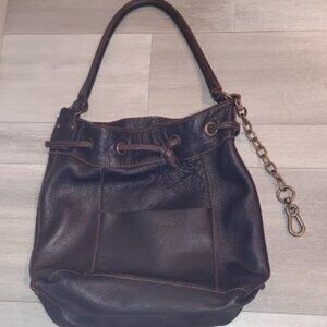 Caterina Lucchi Brown Italian Leather Slouchy Large Handbag Hobo Purse Bag Boho